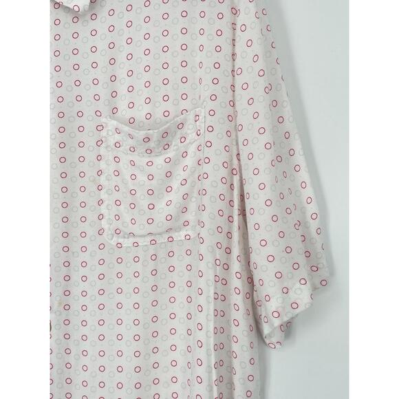 Nat Nast Mens Short Sleeve White And Red Button Down Classic Collared Top Large - Picture 5 of 12